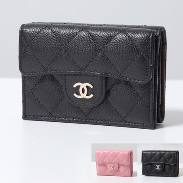 CHANEL 三つ折り財布 AP0230 Y33352 キルティングレザー