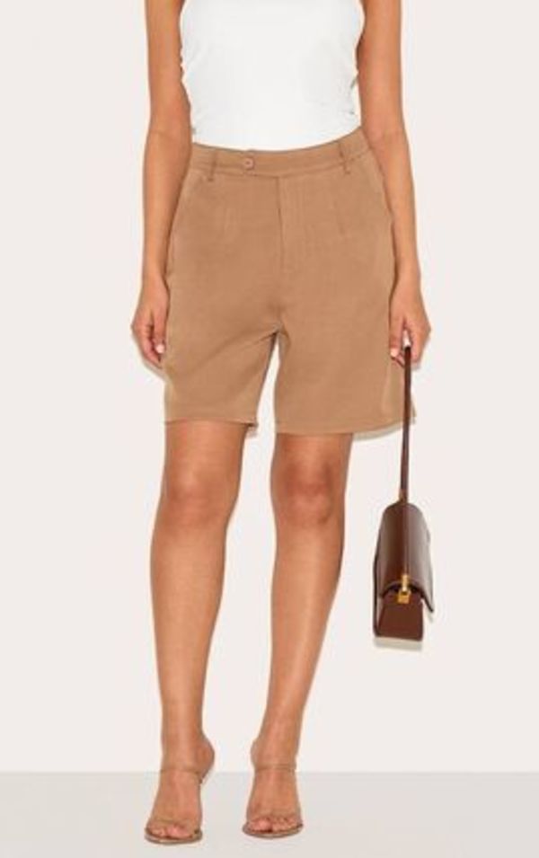 PETITE TAUPE TAILORED JORTS