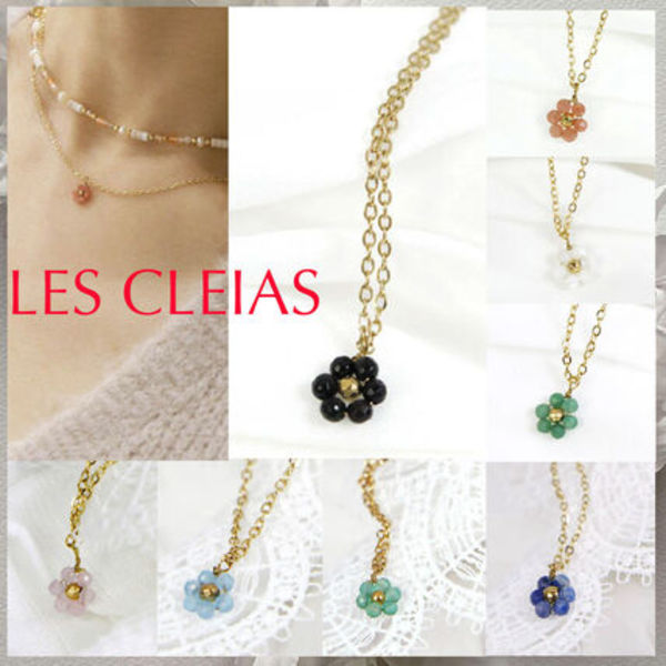 【LES CLEIAS】BTS愛用 ストーン花のネックレス★国内発