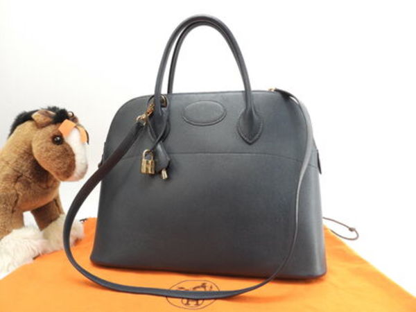 エルメス ボリード35 クシュベル紺 ゴールド金具s付ハンドバッグ