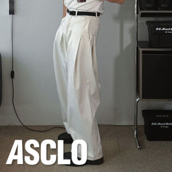 ASCLO Wool Deep Tuck Wide Slacks (3color)