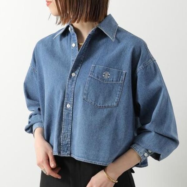 CELINE デニムシャツ RC0BC2N67 トリオンフ クロップド丈