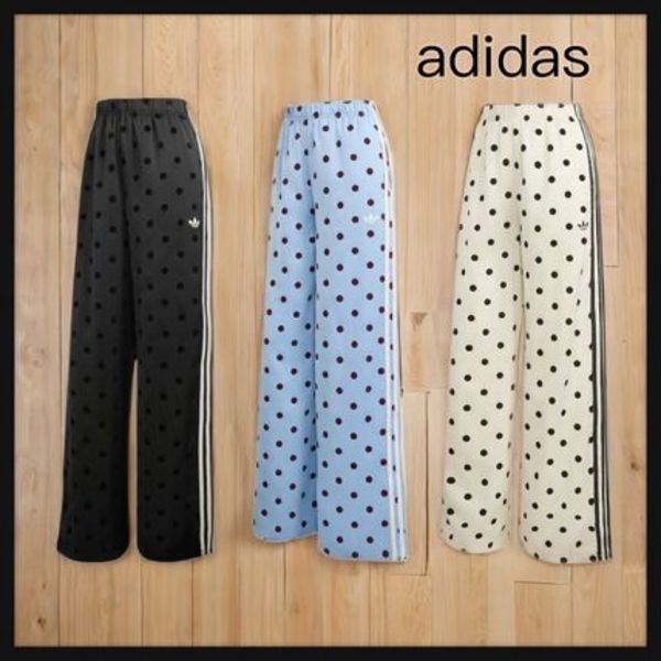 【adidas】SATIN POLKA DOTS ワイド レッグ パンツ ロゴ 3色