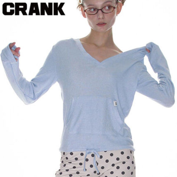 ★CRANK★SOFT RIB HOODED TOP_SKY BLUE★正規品/韓国直送料込