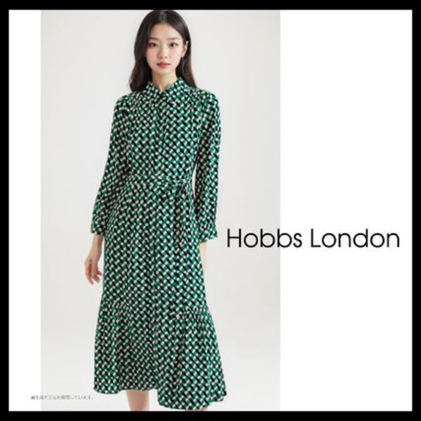 【Hobbs London】日本未入荷! Emberly Shirt Dress 幾何学模様
