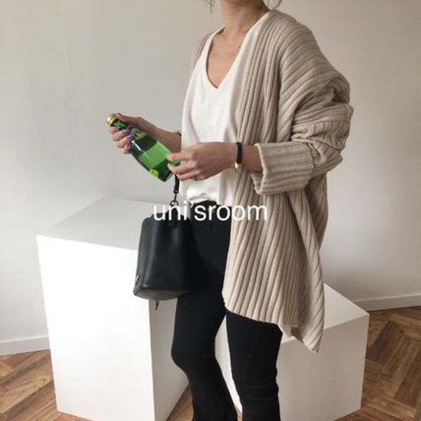 uni's room■2色 アンニュイなゆるっと感 ショール カーディガン