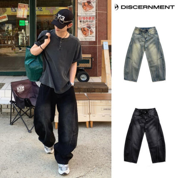 【DISCERNMENT】Ete diagonal curve denim pants
