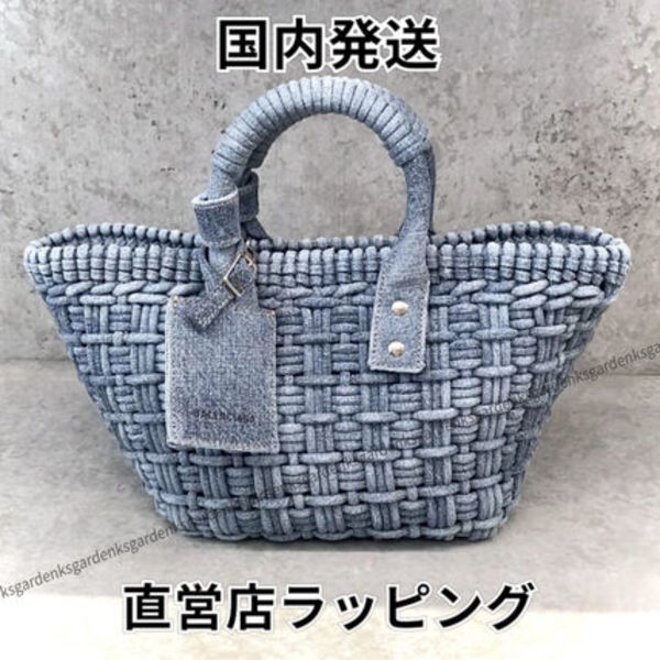 限定!BALENCIAGA★Bistro XS デニム ストラップ付きバスケット