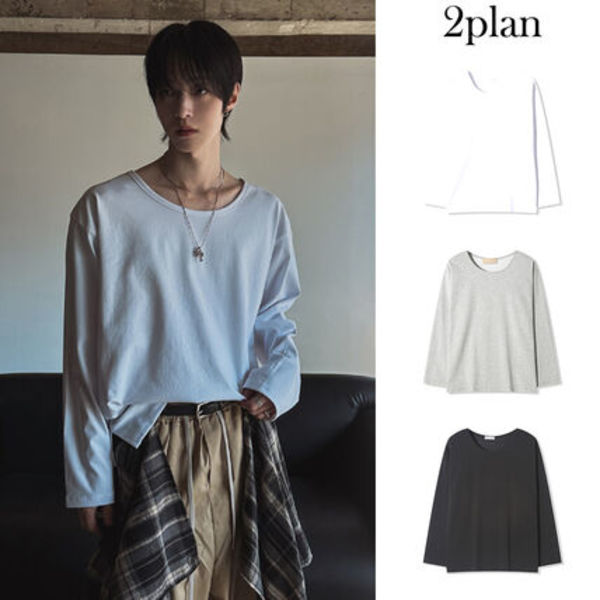 【2plan】Neutral Basic U-Neck Long Sleeve T-Shirt