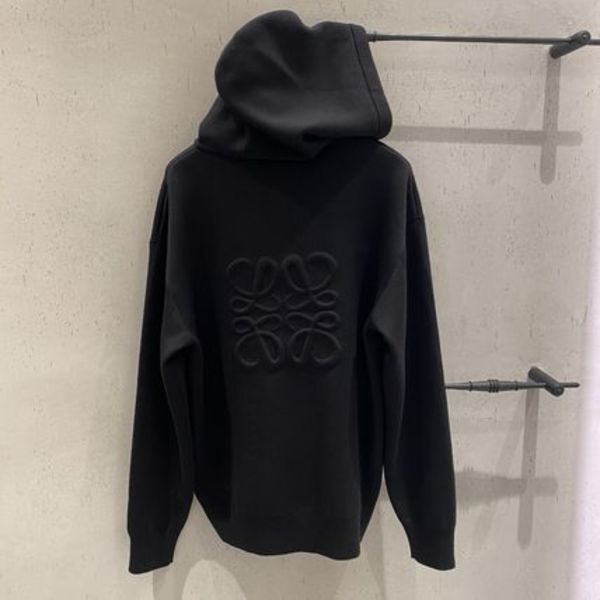 LOEWE☆ アナグラムジップアップフーディーウールブラック