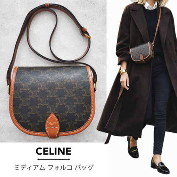 CELINE ミディアム フォルコ バッグ / トリオンフキャンバス