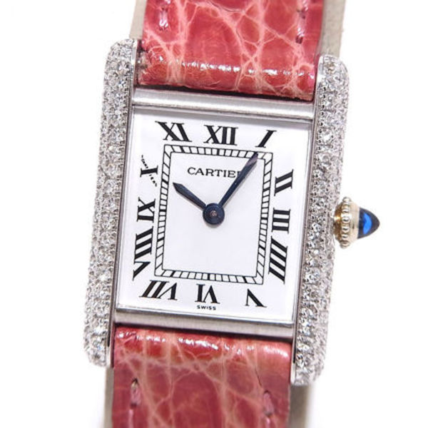 カルティエ タンクルイ ダイヤベゼル 手巻き 18K 750 レディース