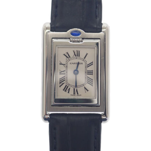 CARTIER タンクバス SM W1011158 腕時計 クオーツ 黒 シルバー