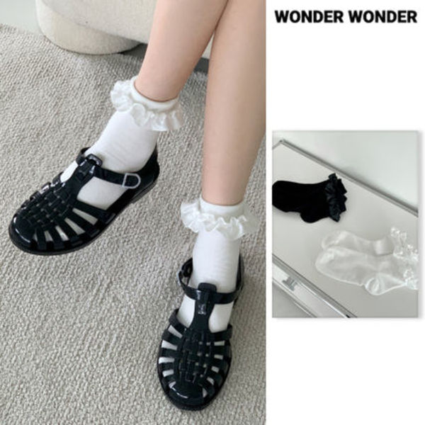【WONDER WONDER】Topu Ruffle Lace Cotton Ankle Socks