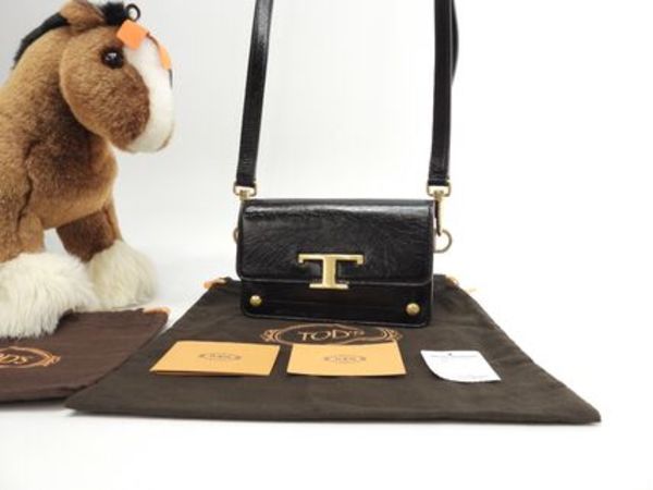 トッズ ミニポシェット Tタイムレス レザー黒 クロスボデ