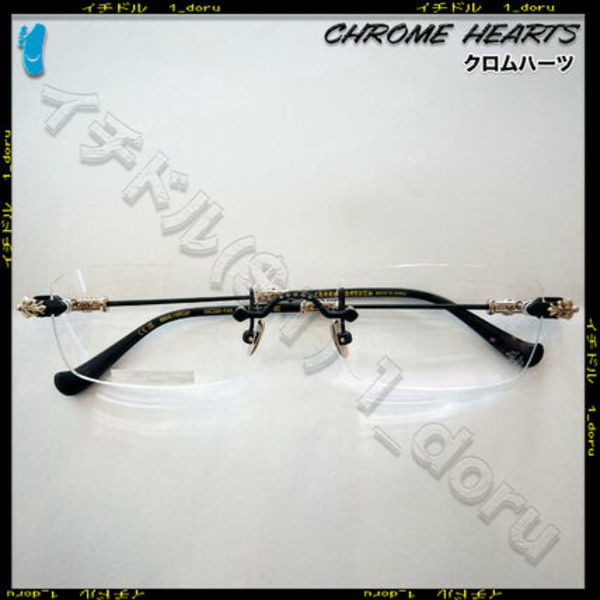クロムハーツ フローラル クロス スクエア メガネ ゴールド