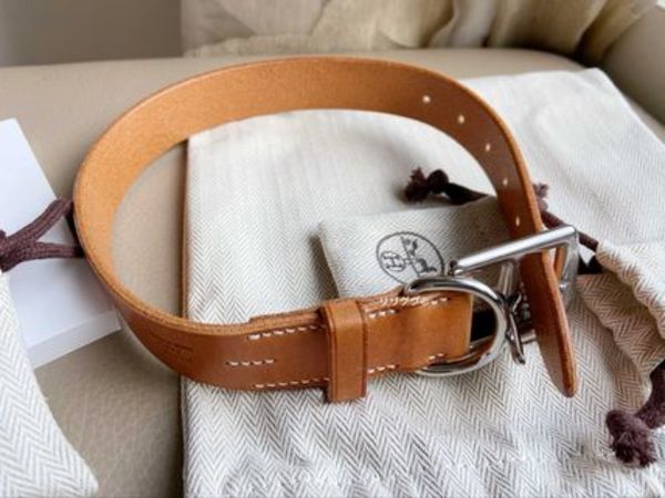 (エルメス)ナチュラルサンド●犬の首輪●サイズM