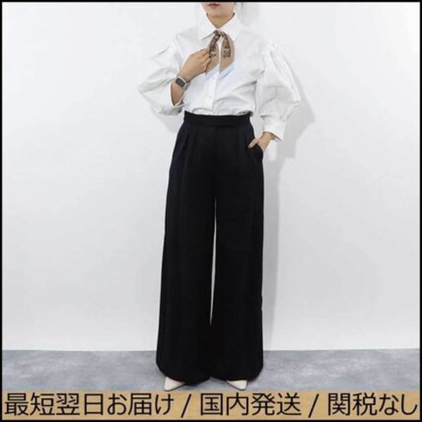 Max Mara ブラック スラックス ワイドパンツ ハイウエスト