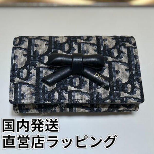 DIOR Dior Oblique Bow Glycine ウォレット