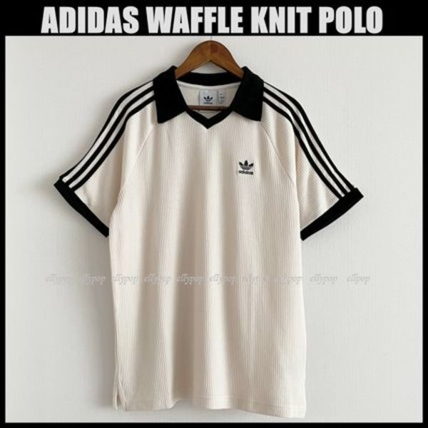 ADIDAS★WAFFLE KNIT POLO ワッフル アディダス ロゴ ポロシャツ