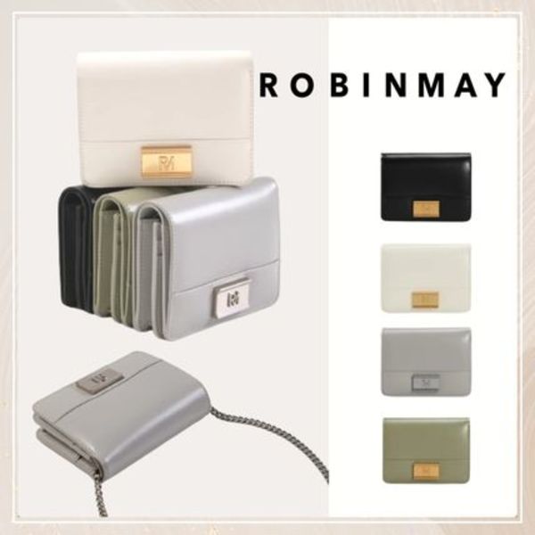 追跡有★ROBINMAY 2つ折り 本革 折り畳み財布