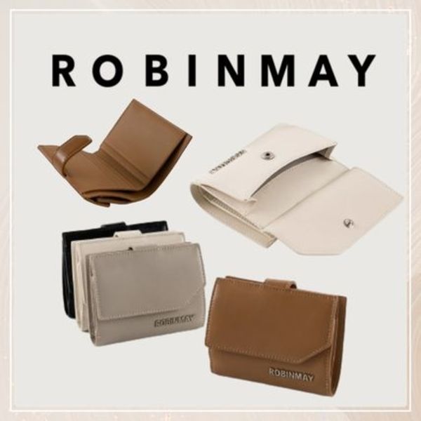 追跡有★ROBINMAY 2つ折り 本革 シンプル 折り畳み財布