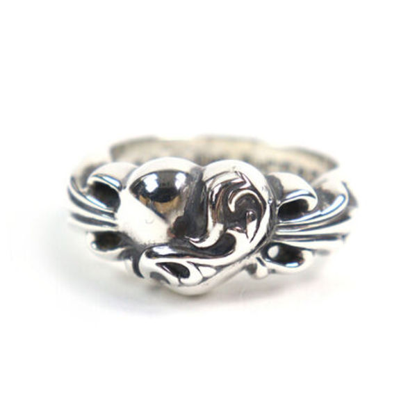 極美品 CHROME HEARTS フローラルクロスハートリング 22号相当