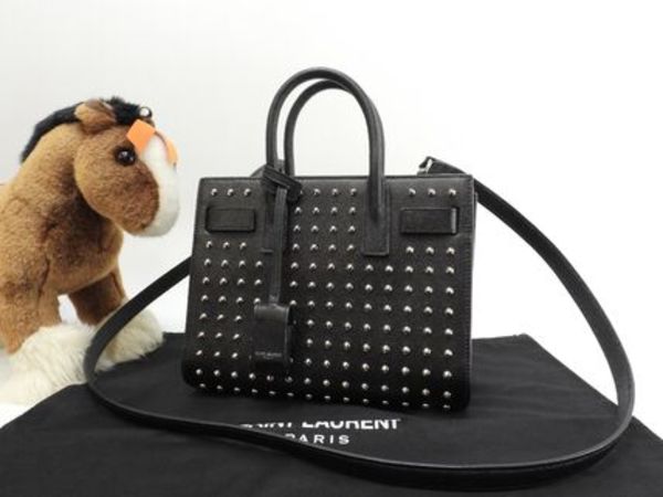 サンローラン サックドジュールナノ スタッズ レザー黒 ミニ