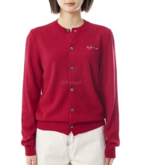 COMME DES GARCONS|CARDIGANS (ROUND-NECK DOUBLE  BURGEND