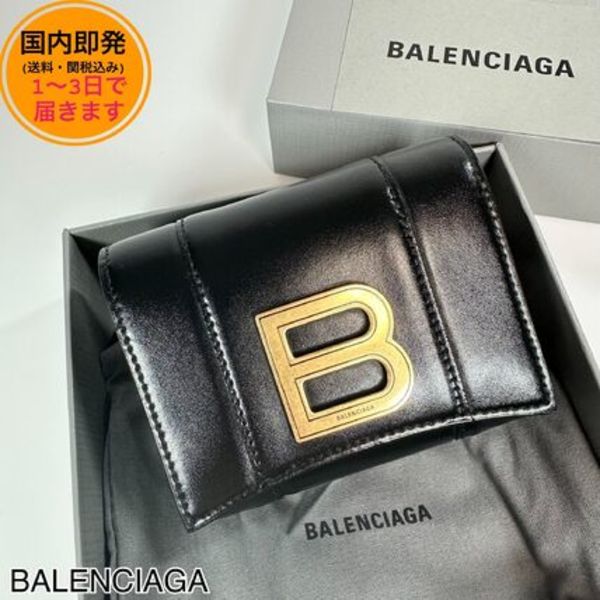 【国内即発】BALENCIAGA/Hourglass/三つ折り/ミニ財布