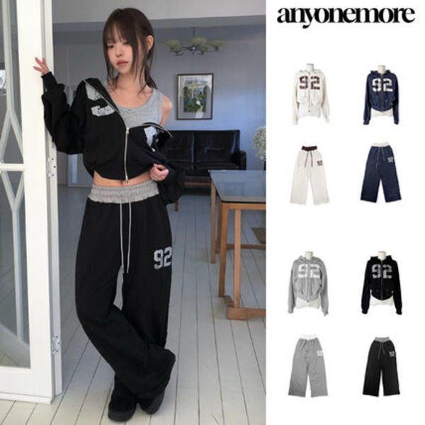 【Anyone more】Kase Number Hood Zip-Up Pants Training Set