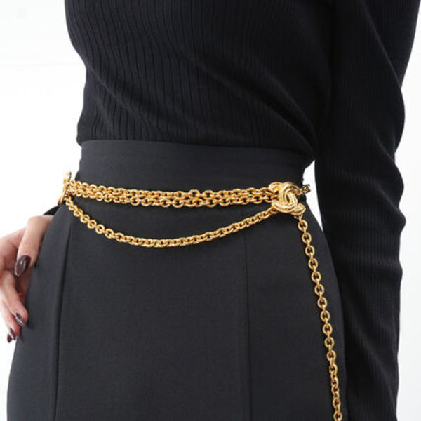 【美品】CHANEL ダブル ココマーク マトラッセ チェーンベルト