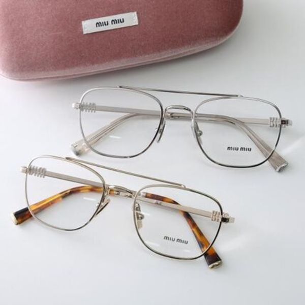 MIUMIU メガネ VMU 51W ウェリントン型 メタルフレーム