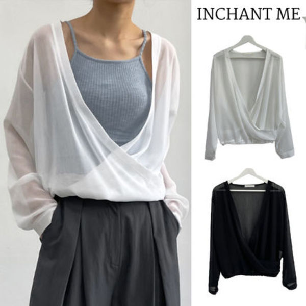 【INCHANT ME】Chiffon See-through Wrap Blouse
