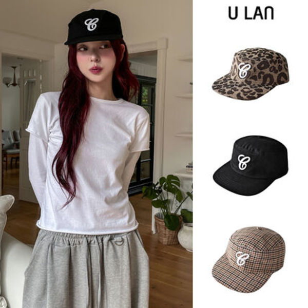 【U LAN】Multi-pattern leather strap pillbox ballcap