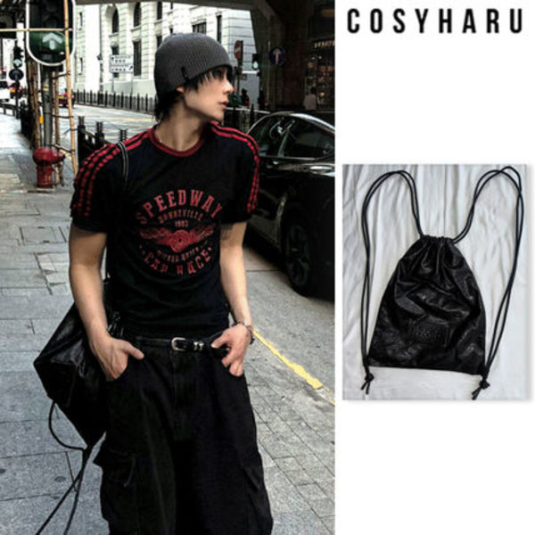 【COSYHARU】Leather String Patch Bag
