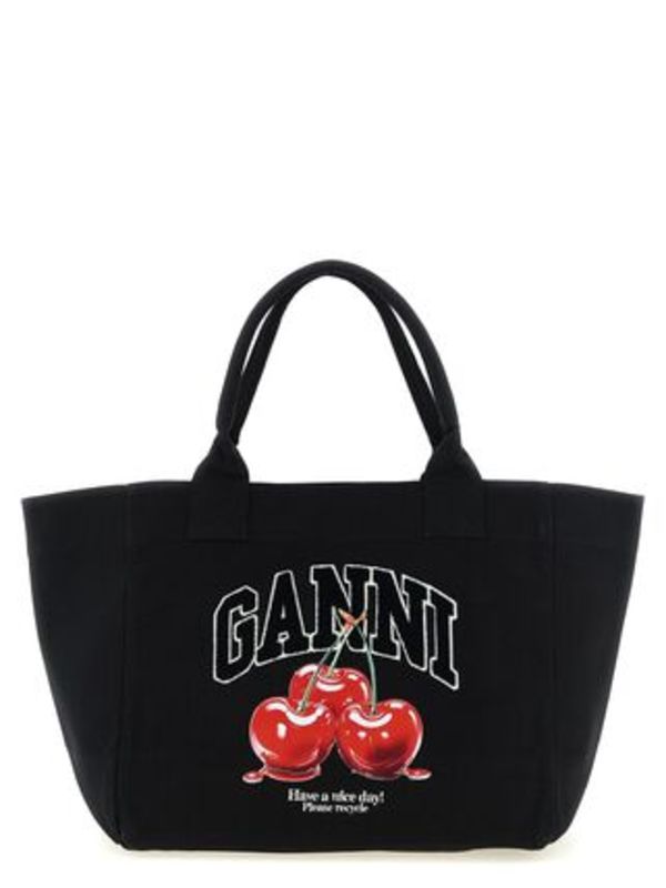 Ganni 'Black Medium Cherry Tote' shopping bag