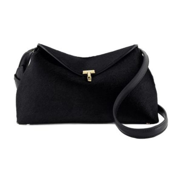 T-Lock Pony Hair Clutch - TOTEME - Leather - Black