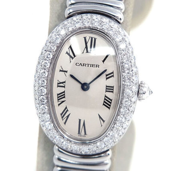 カルティエ ベニュワール ダイヤベゼル K18WG レディース 腕時計