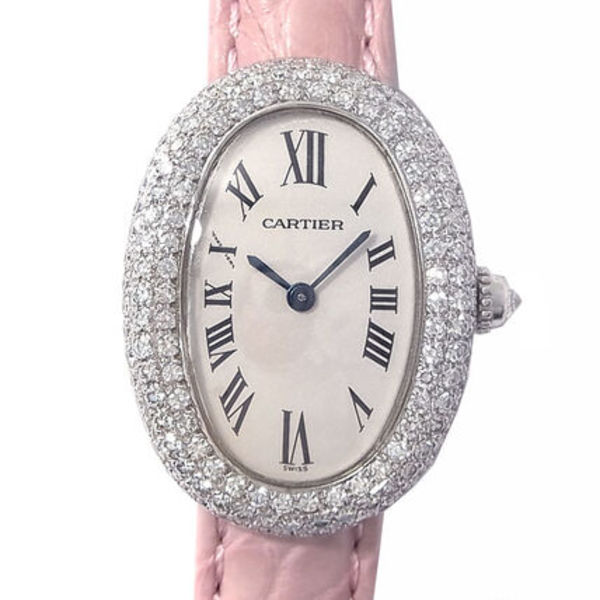 カルティエ ベニュワール K18WG ダイヤベゼル レディース 時計