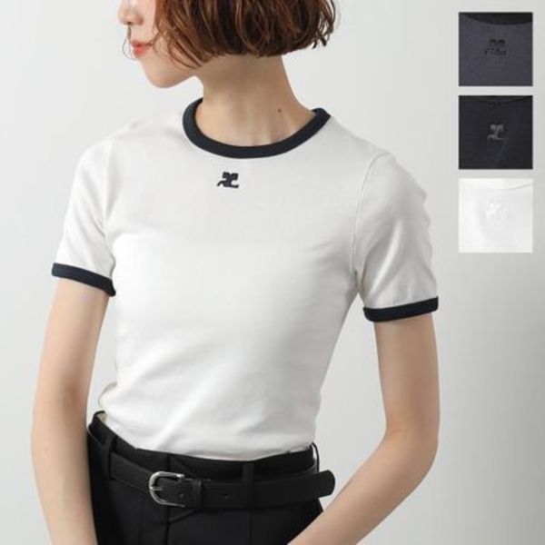 Courreges Tシャツ 125JTS017JS0203 SIGNATURE CONTRAST T-SHIRT