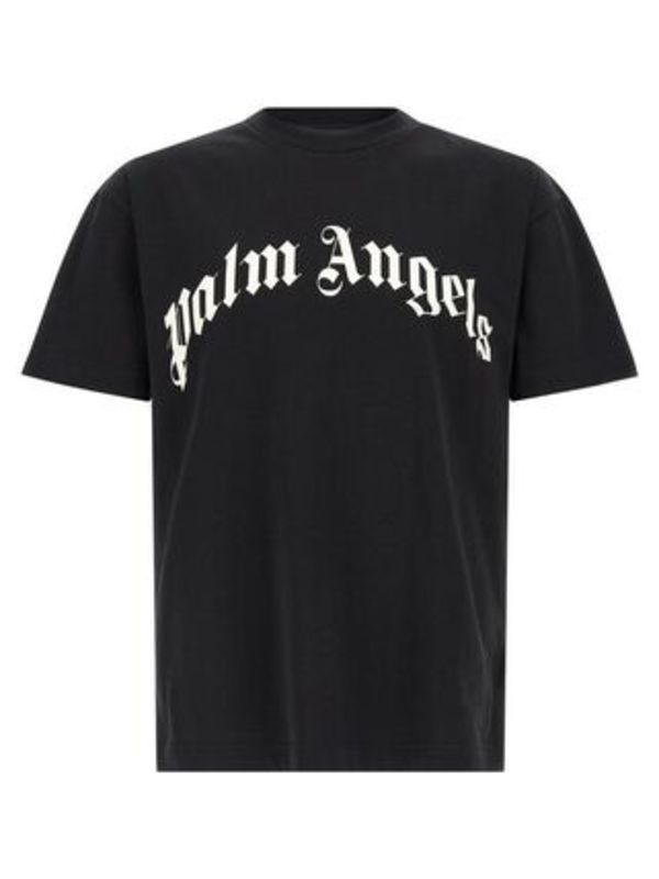 国内発 Palm Angels カーブロゴコットンクルーネック半袖Tシャツ