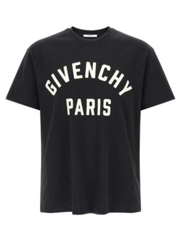 国内発 GIVENCHY ロゴブラックコットンクルーネック半袖Tシャツ