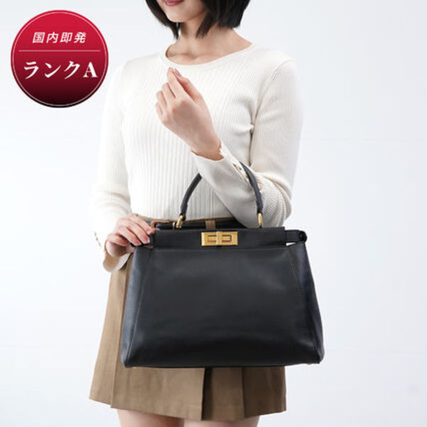 【ランク:A】FENDI ピーカブー カーフレザー バッグ ブラック