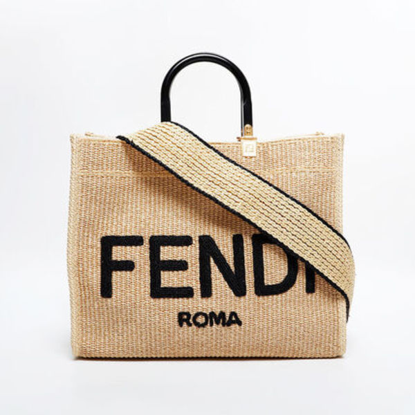 FENDI トートバッグ 2way ラフィア ストロー カゴバッグ...