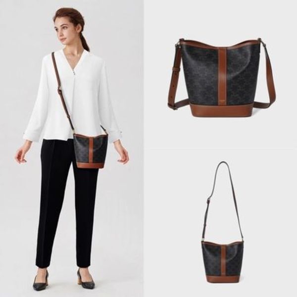 CELINE トリオンフ キャンバス スモール バケット タン
