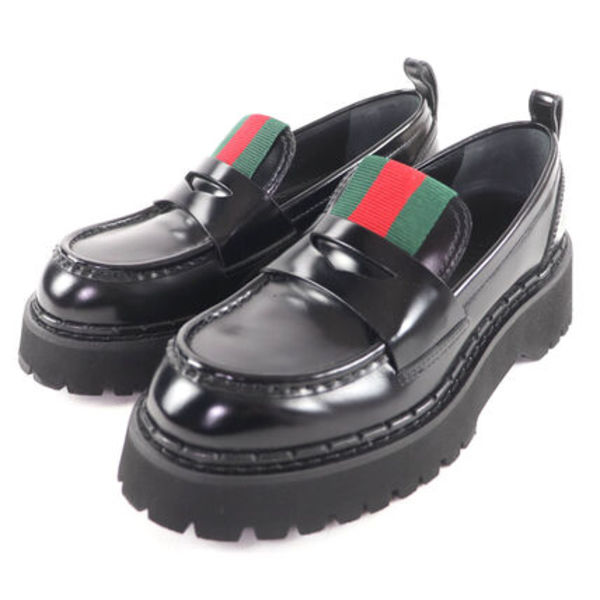 極美品 GUCCI 806399 ローファー 37.5 レザー