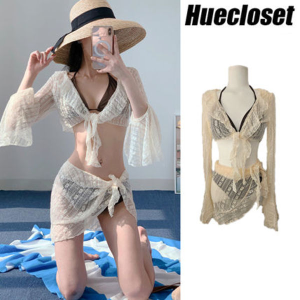 HUECLOSET Skirt Cardigan Bikini Set (4 Piece Set) 25KERO456