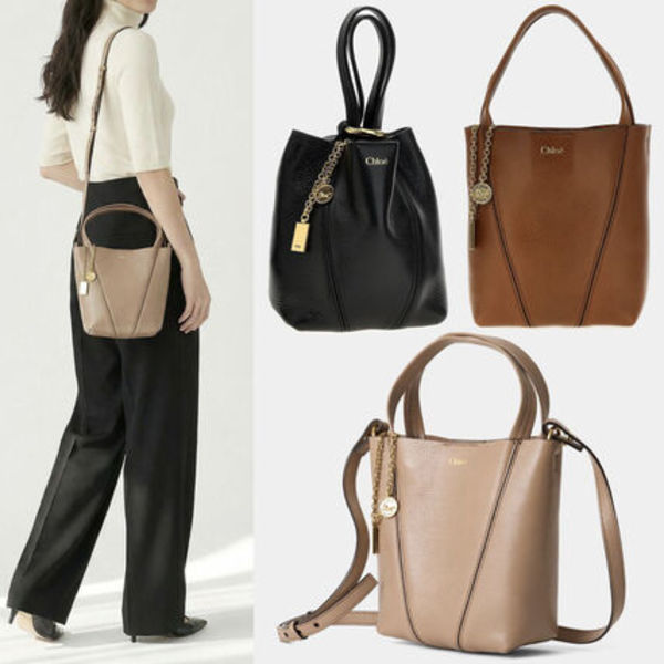 Chloe クロエ グレインレザー製 Spin スモールトートバッグ