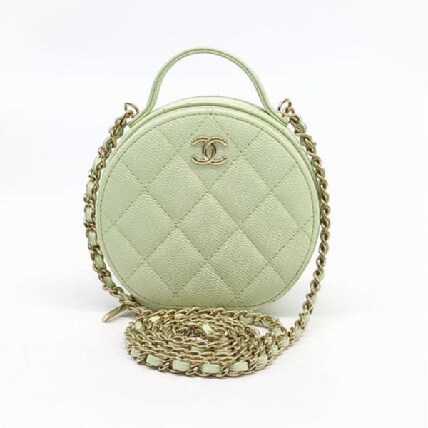 CHANEL CAVIAR TOP HANDLE ROUND CROSS BAG AP2502